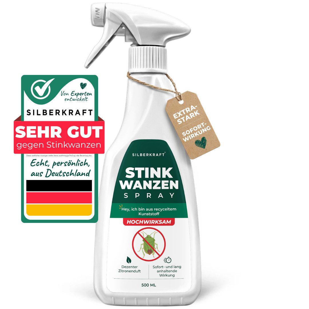 Silberkraft Insektenspray Silberkraft Stinkwanzenspray, Effektiver Sofort- und Langzeitschutz, 500 ml, Anti Stinkwanzen Spray, Stinkwanzen effektiv vertreiben, 2-St., Für den Innen- und Außenbereich, Mit Repellent-Wirkung, ideal für Fenster, Türen, Fassaden, Wohnräume