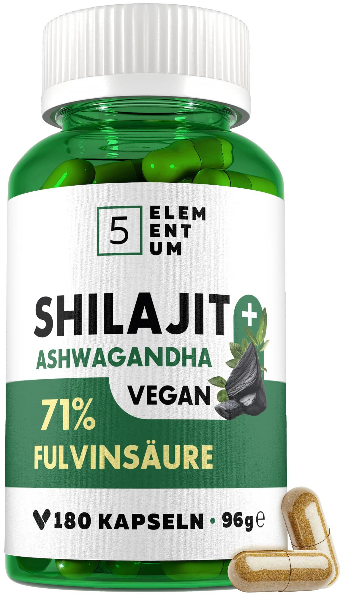 5 Elementum Mumijo Shilajit 180 Kapseln, hochdosiert - aus dem Himalaya Kapseln, Laborgetestet à 96 g