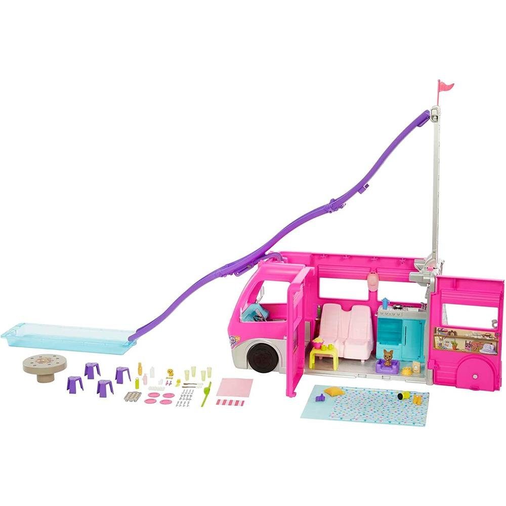 Mattel® Puppen Accessoires-Set Barbie Super Abenteuer-Camper Fahrzeug, mit Campingzubehör Spielset für Kinder ab 3 Jahren