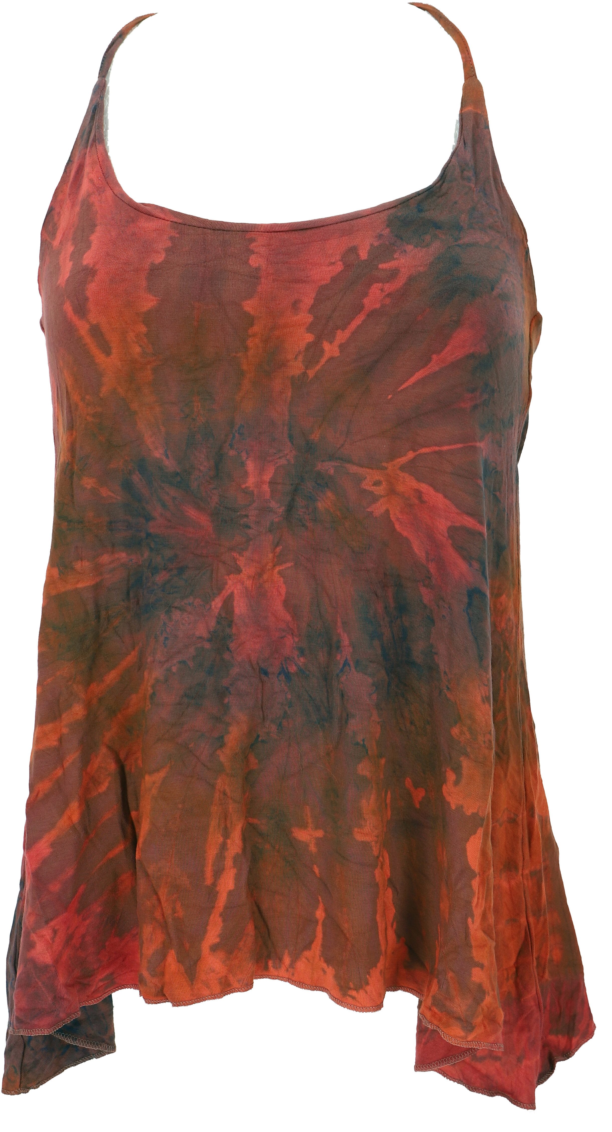 Guru-Shop T-Shirt Sommerliches Boho Batik Top, Unikat lockeres.. Festival, Ethno Style, Hippie, alternative Bekleidung