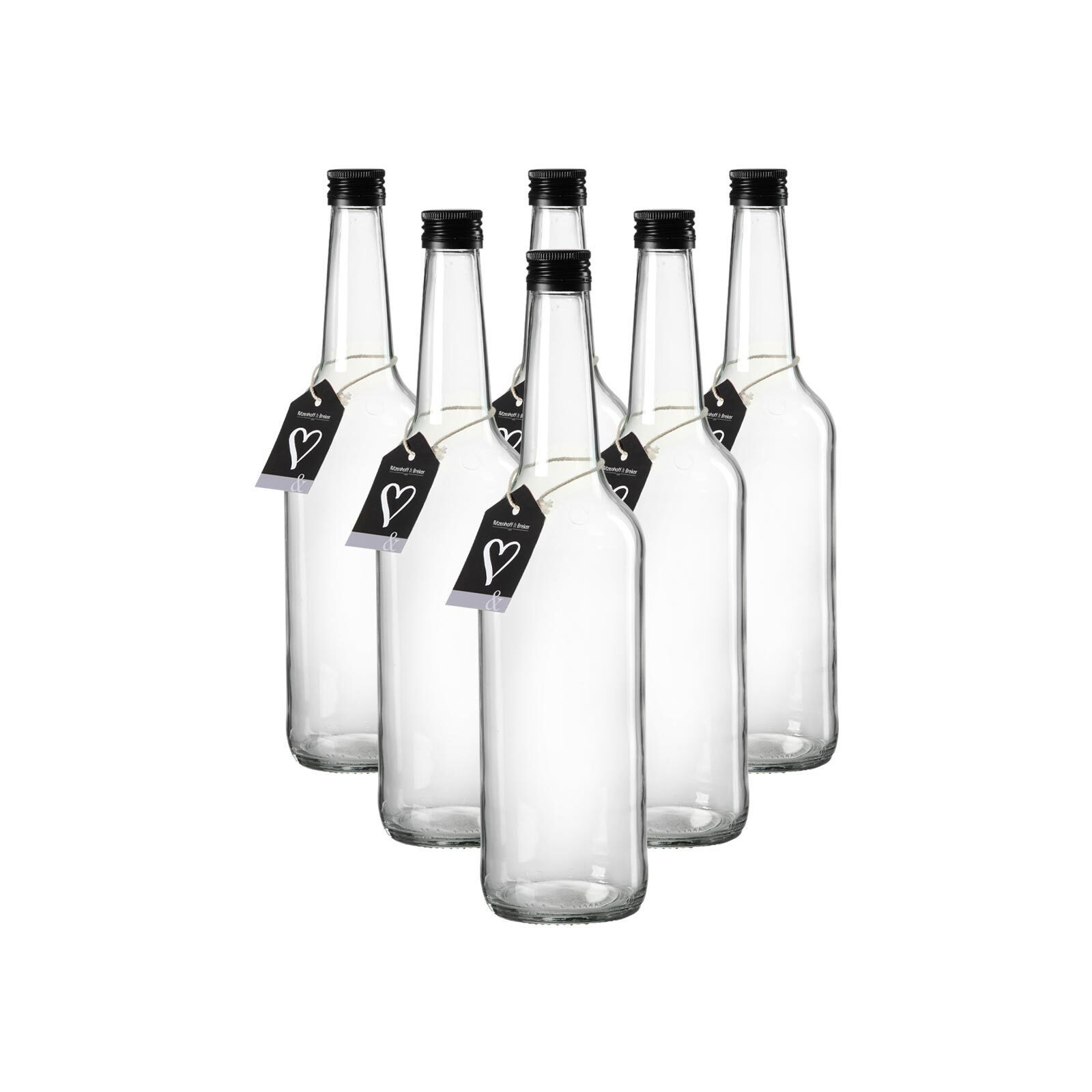 Ritzenhoff & Breker Vorratsglas Mara Flaschen 500 ml 6er Set, Glas, (6-tlg)
