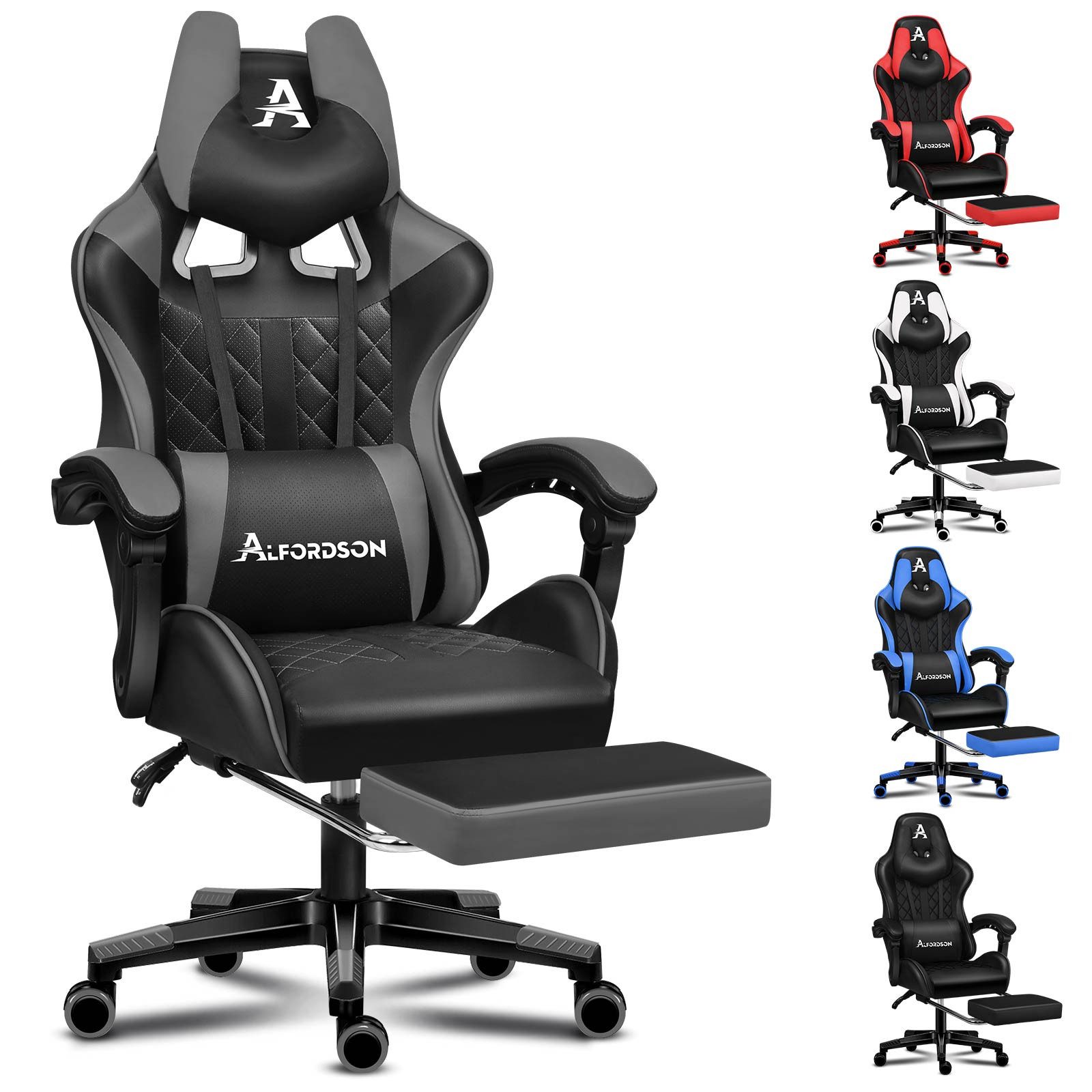 ALFORDSON Gaming-Stuhl Bürostuhl, Integrierte Fußstütze, mit Lendenwirbelki günstig online kaufen