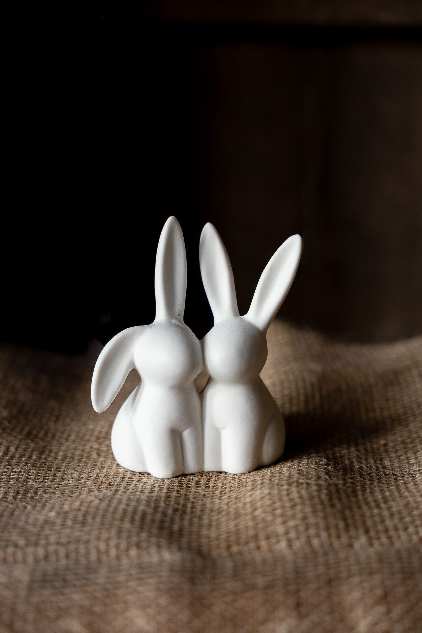 Storefactory Osterhase Hasenpaar Love – Skandinavische Osterdeko, Keramik-Set, Weiß