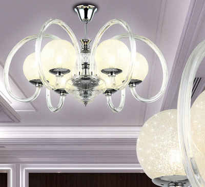 Lewima Kronleuchter »Adrina«, XXL Deckenlampe Glas Deckenleuchte riesig 74cm Glitzernd 6x LED G9, Groß, Lüster, Hängelampe