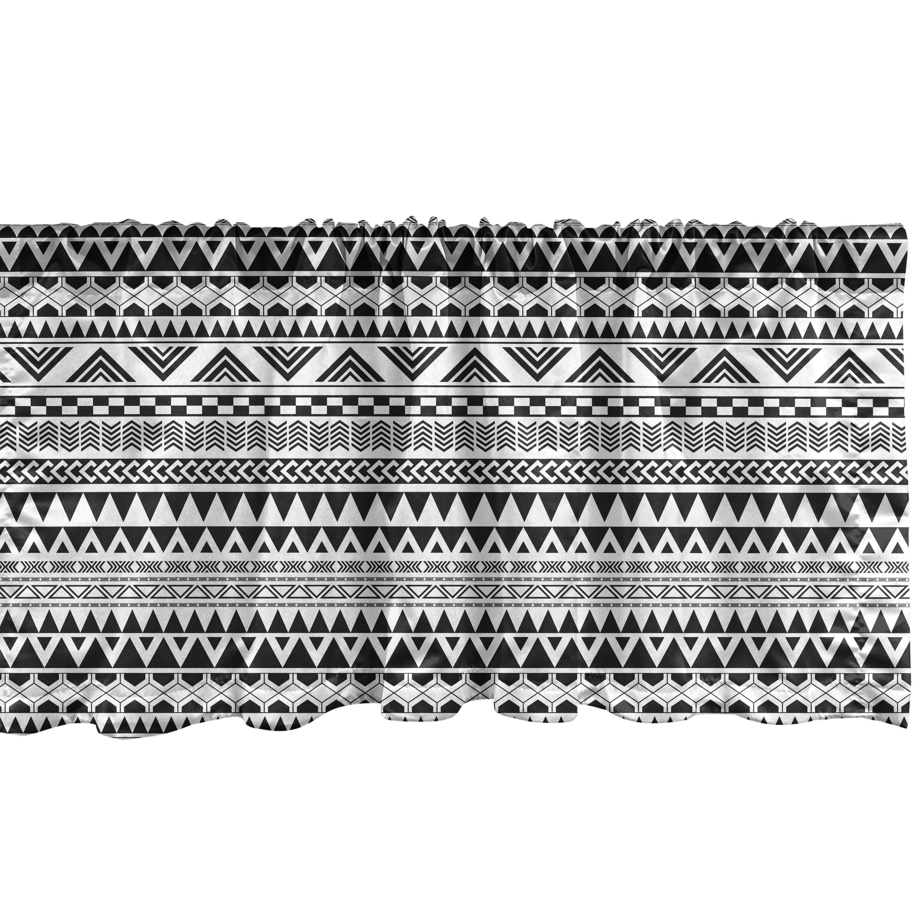 Scheibengardine Vorhang Volant für Küche Schlafzimmer Dekor mit Stangentasche, Abakuhaus, Microfaser, Geometrisch Aztec Inspired Shapes