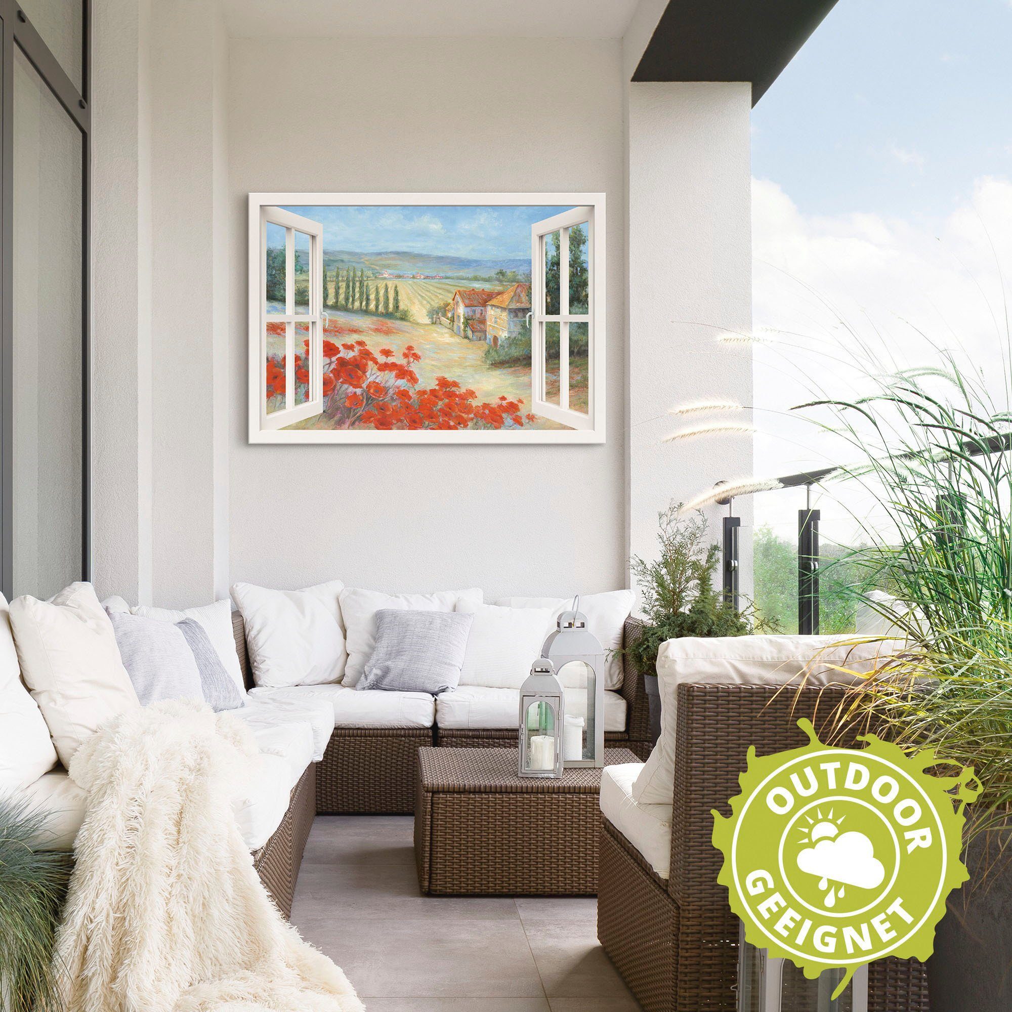 Artland Wandbild »Mohnlandschaft«, Fensterblick (1 Stück), in vielen Größen & Produktarten - Alubild / Outdoorbild für den Außenbereich, Leinwandbild, Poster, Wandaufkleber / Wandtattoo auch für Badezimmer geeignet-HomeTrends
