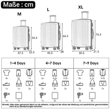 Flieks Trolleyset, 4 Rollen, (3 tlg), Hartschale Trolley Kofferset Handgepäck Set Reisekoffer