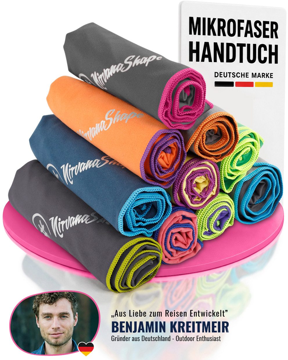 NirvanaShape Sporthandtuch Mikrofaser Handtuch, Badehandtuch, Reisehandtuch, Sporthandtuch, saugfähig, leicht, schnelltrocknend, für Reisen, Fitness, Yoga, Sauna