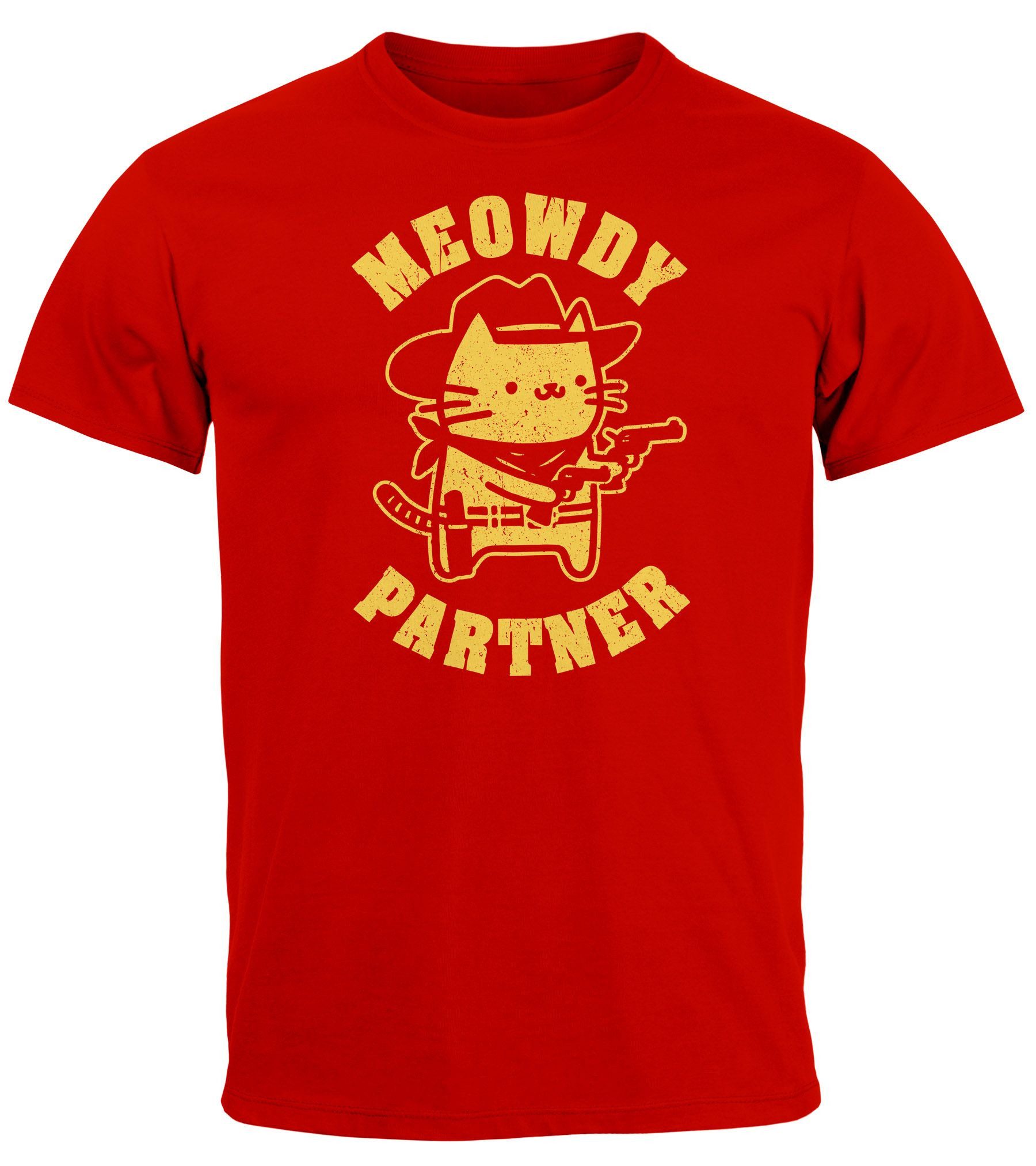 MoonWorks Print-Shirt Herren T-Shirt Meowdy Partner günstig online kaufen