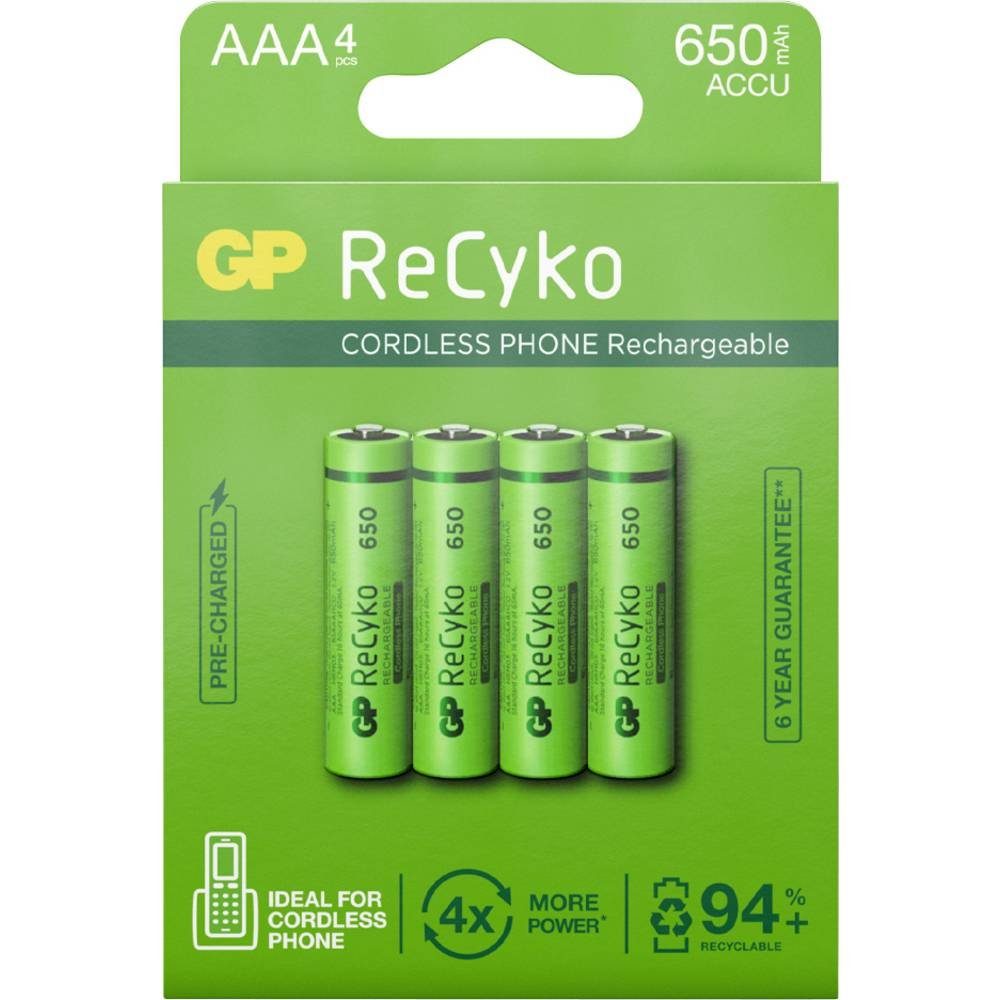 GP Schnurlostelefon Micro-Akku ReCyko+ Akku Batteries mAh, 650 4er
