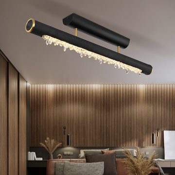 Globo LED Deckenleuchte, LED-Leuchtmittel fest verbaut, Warmweiß, LED Deckenleuchte Balken gerade burned wood klar schwarz Holz schwarz