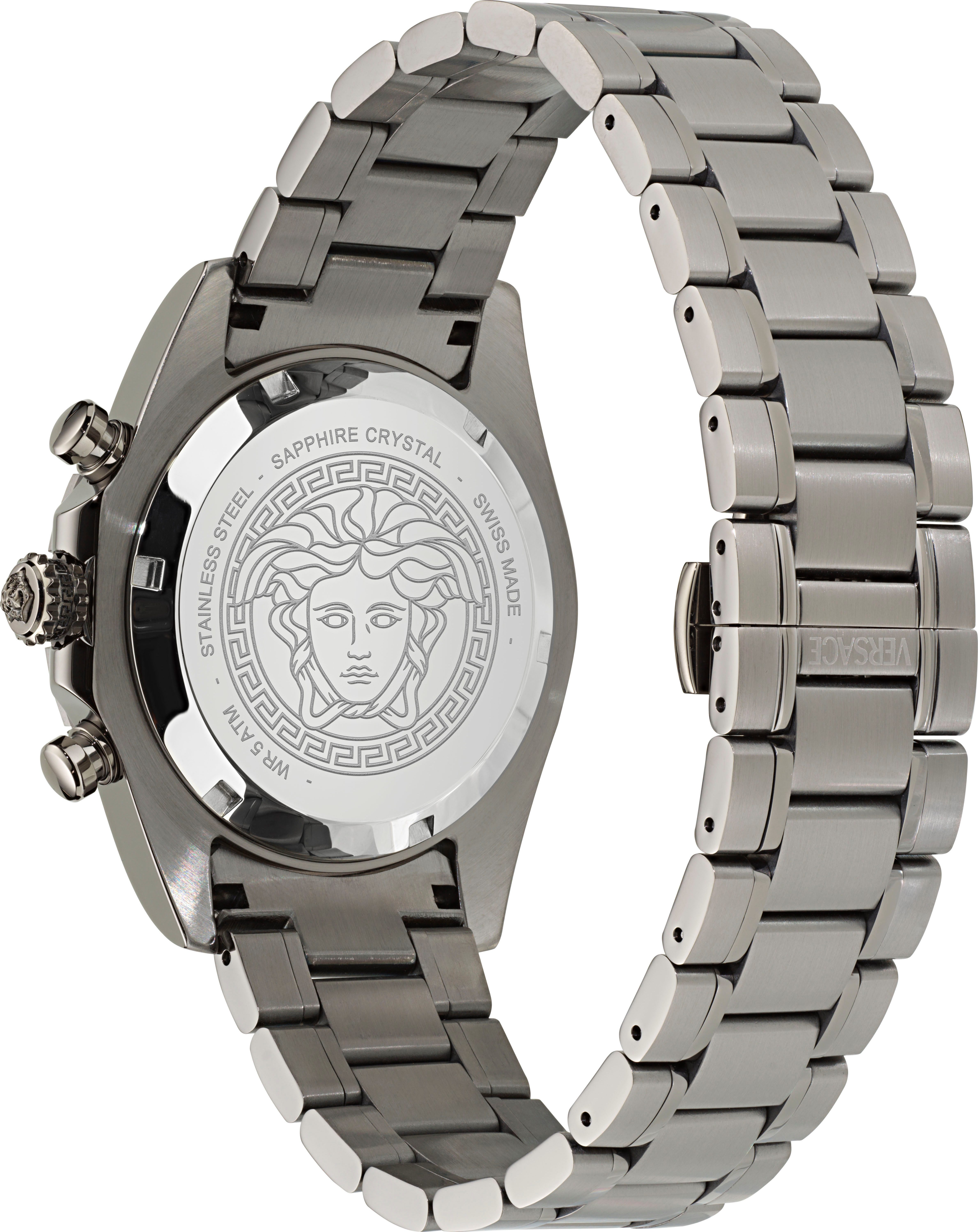 Versace Chronograph VERSACE CHRONO X VE9K00624, Quarzuhr, Armbanduhr, Herrenuhr,Swiss Made,Edelstahlband,Stoppfunktion