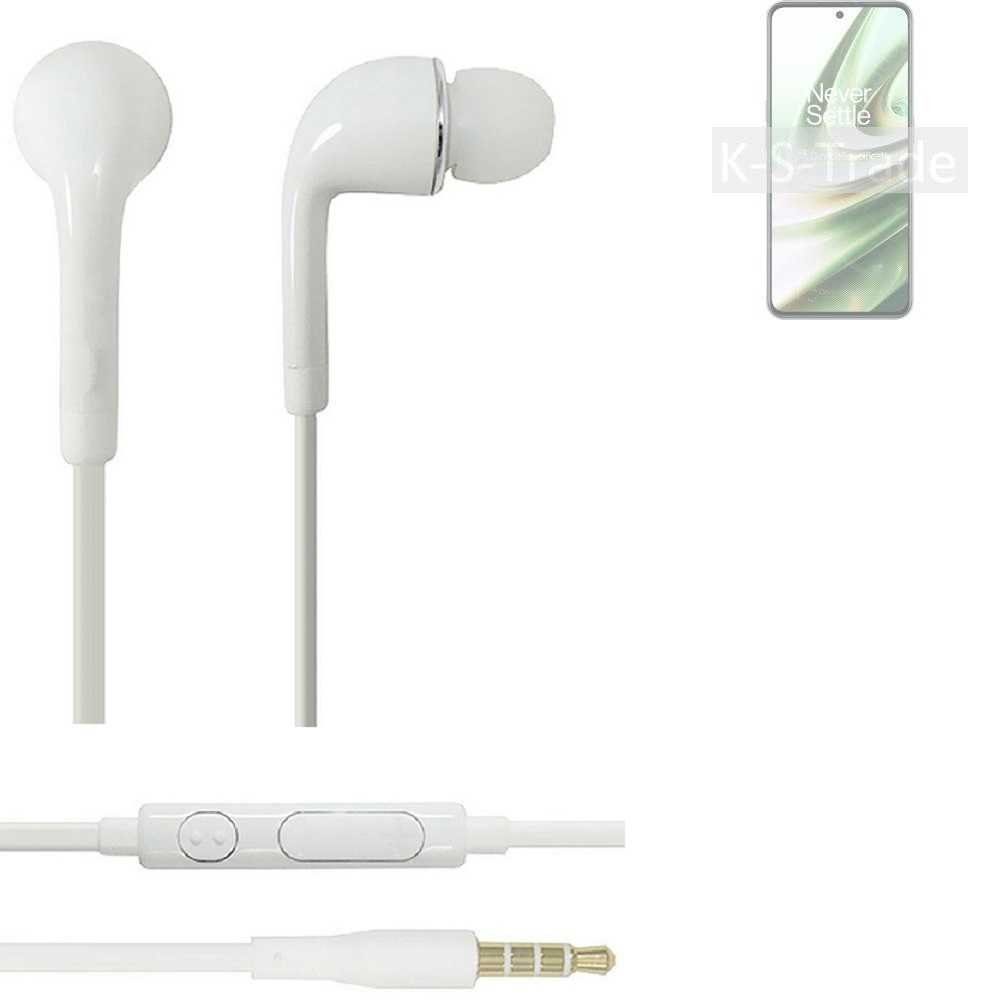für 10R OnePlus Headset mit (Kopfhörer weiß In-Ear-Kopfhörer u Lautstärkeregler K-S-Trade 5G Mikrofon 3,5mm)