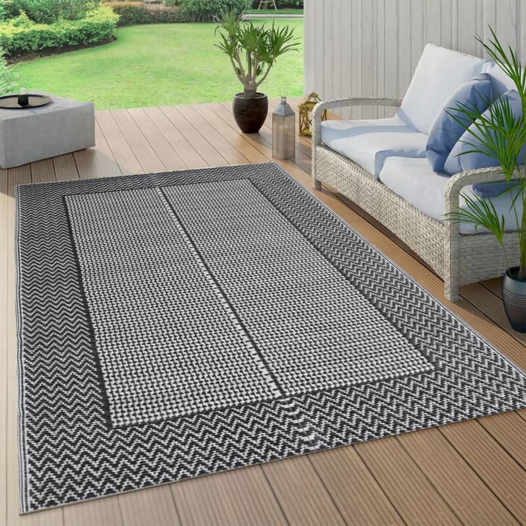 vidaXL Outdoorteppich 140 x 200 cm Teppich Terrasse Camping Outdoor draußen Vorzelt Schwarz, Höhe: 200 mm