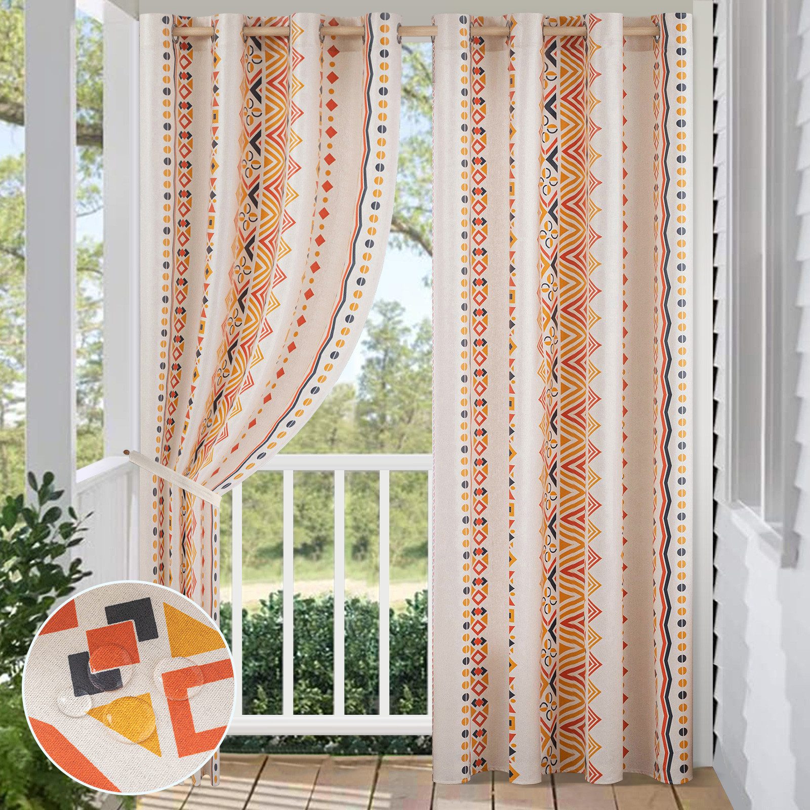 Jibenhome Outdoorgardine Outdoor Vorhang Wetterfest mit günstig online kaufen