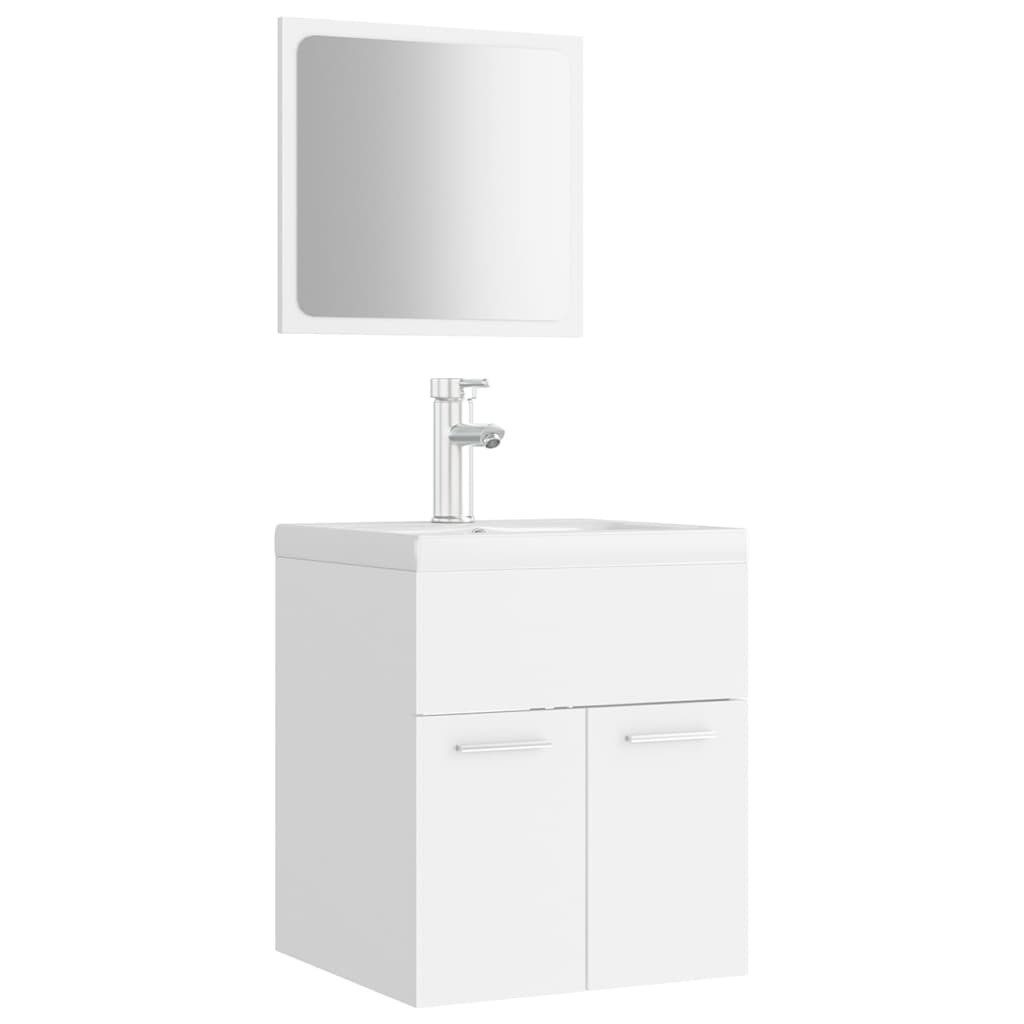 Badezimmer-Set Badmöbel-Set Weiß Holzwerkstoff