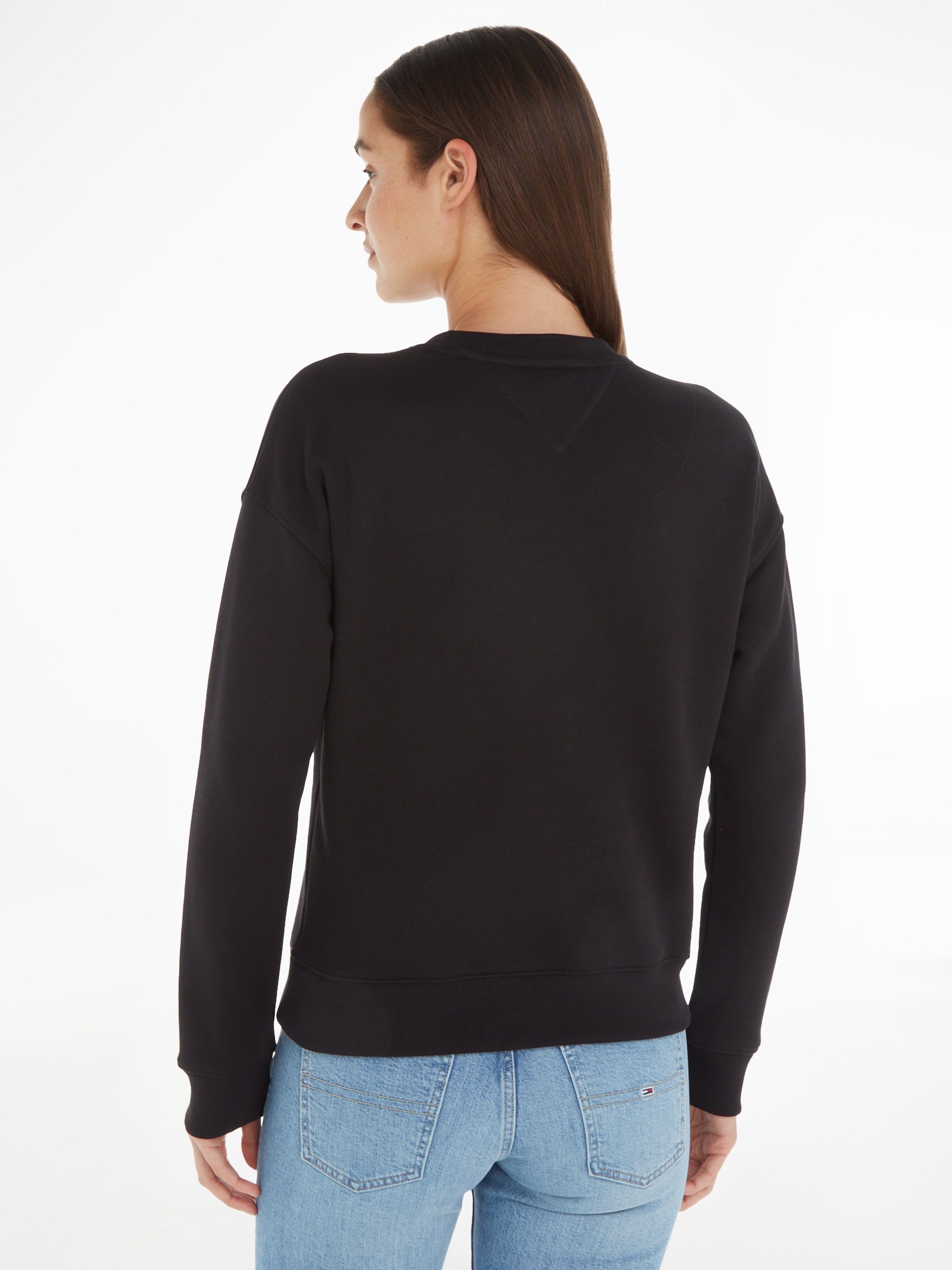 black Jeans Sweatshirt Dropshoulder-Design mit Tommy Frontlogo und