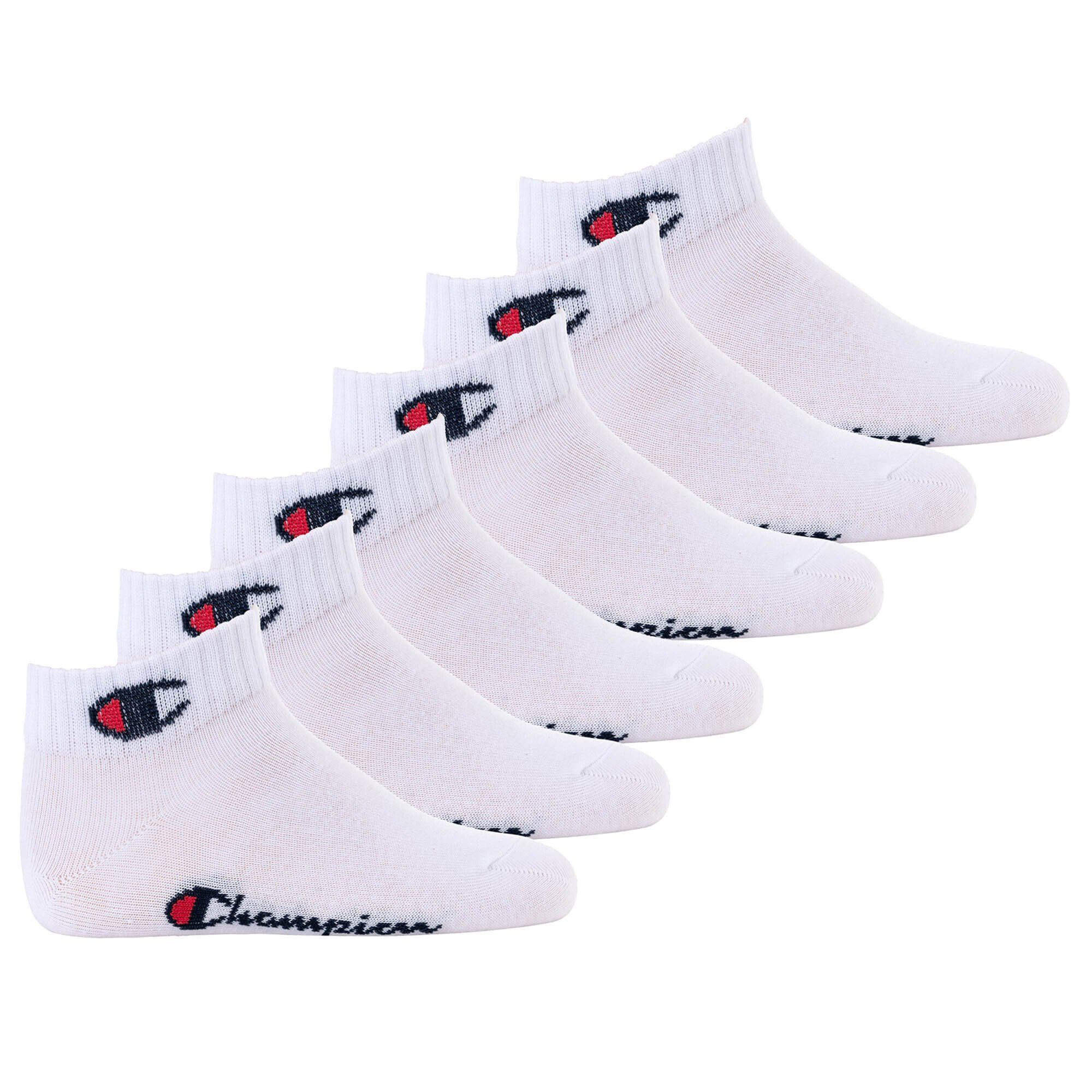 Pack- einfarbig 6er Kinder Socken, Socken, Freizeitsocken Weiß Champion Crew