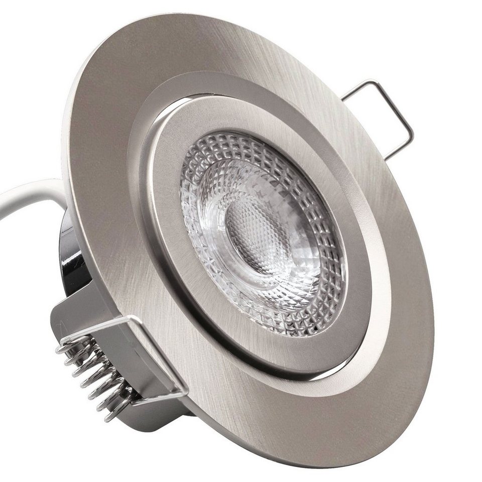 Maxkomfort LED Einbauleuchte LUMAX, LED fest integriert, warmweiß, 3000K,  einbauspot, flach, slim, ip20, deckenspot, deckenstrahler, 3000k, warmweiß,  rund, schwenkbar, 400 lumen, strahler, spot, einbau, dimmbar