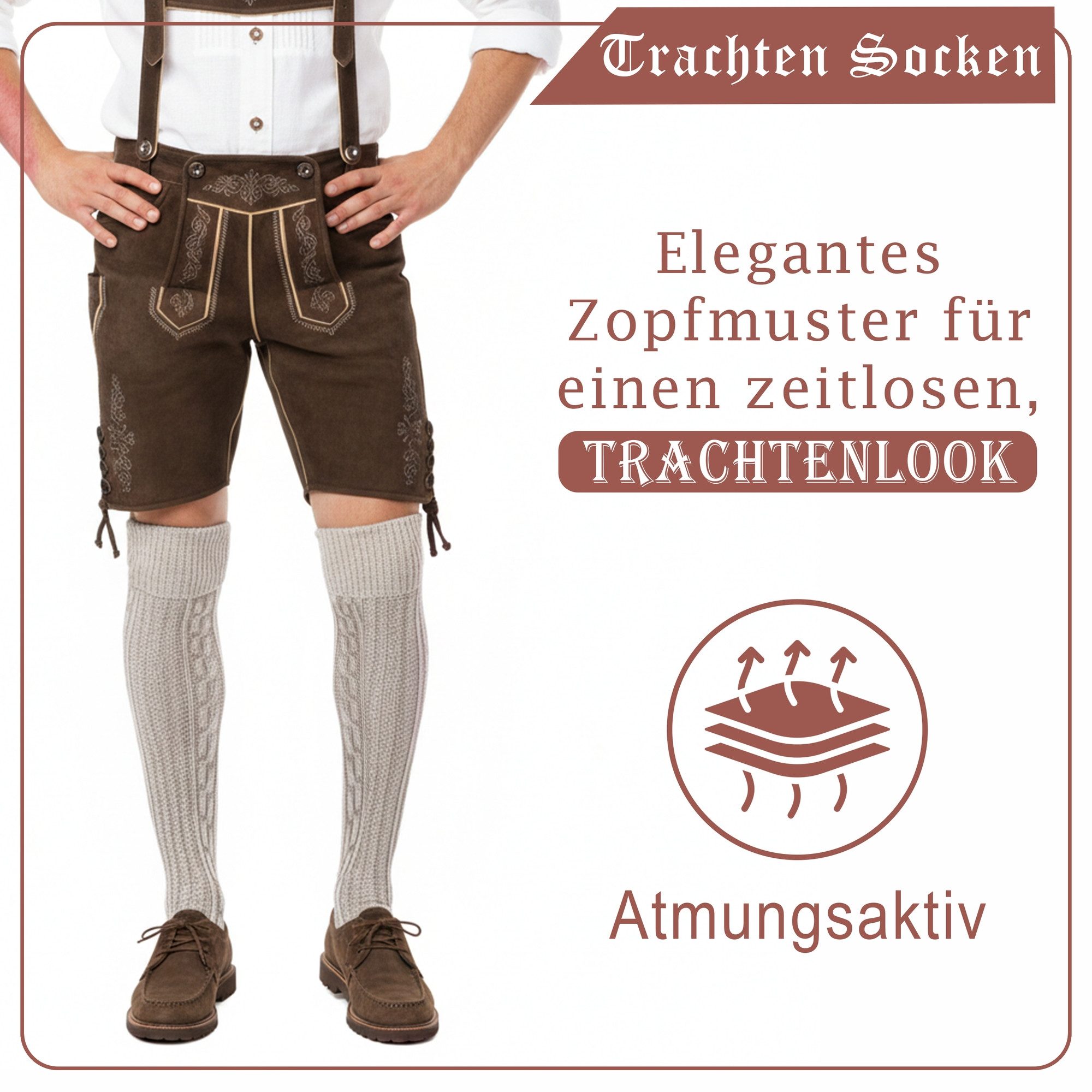 German Wear Trachtensocken ANG252 EXTRA Lange Trachtensocken Strümpfe Kniebundsocken