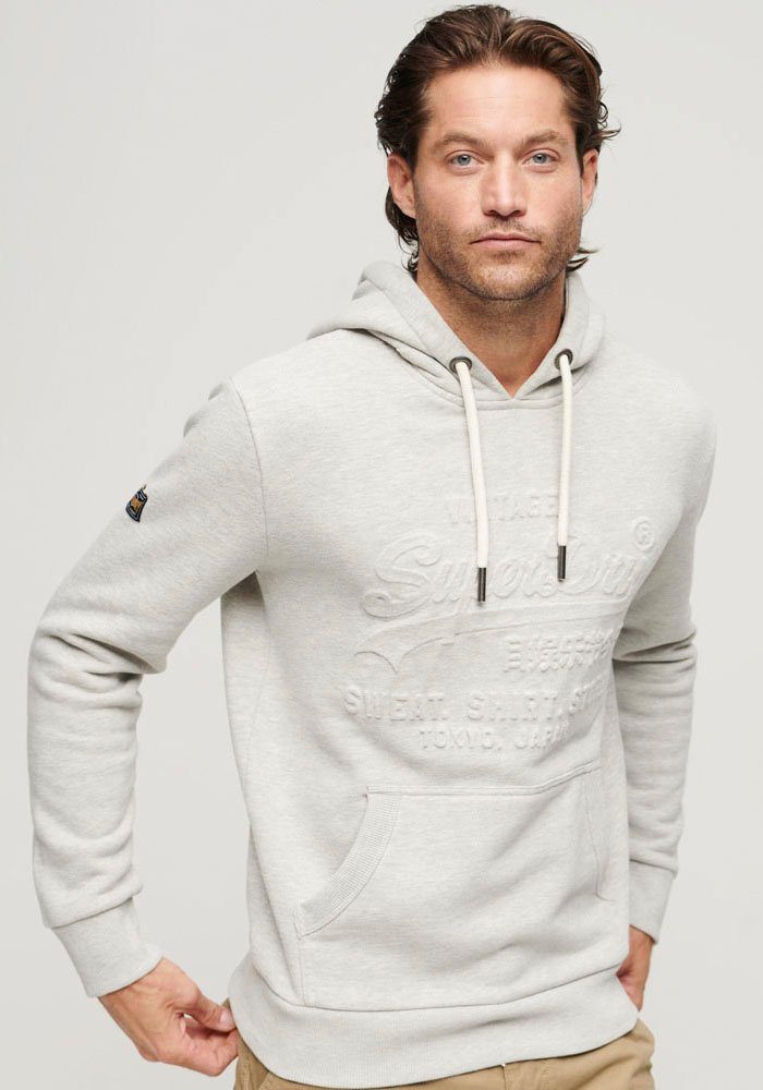 Superdry Kapuzensweatshirt EMBOSSED VL HOODIE Grey Marl