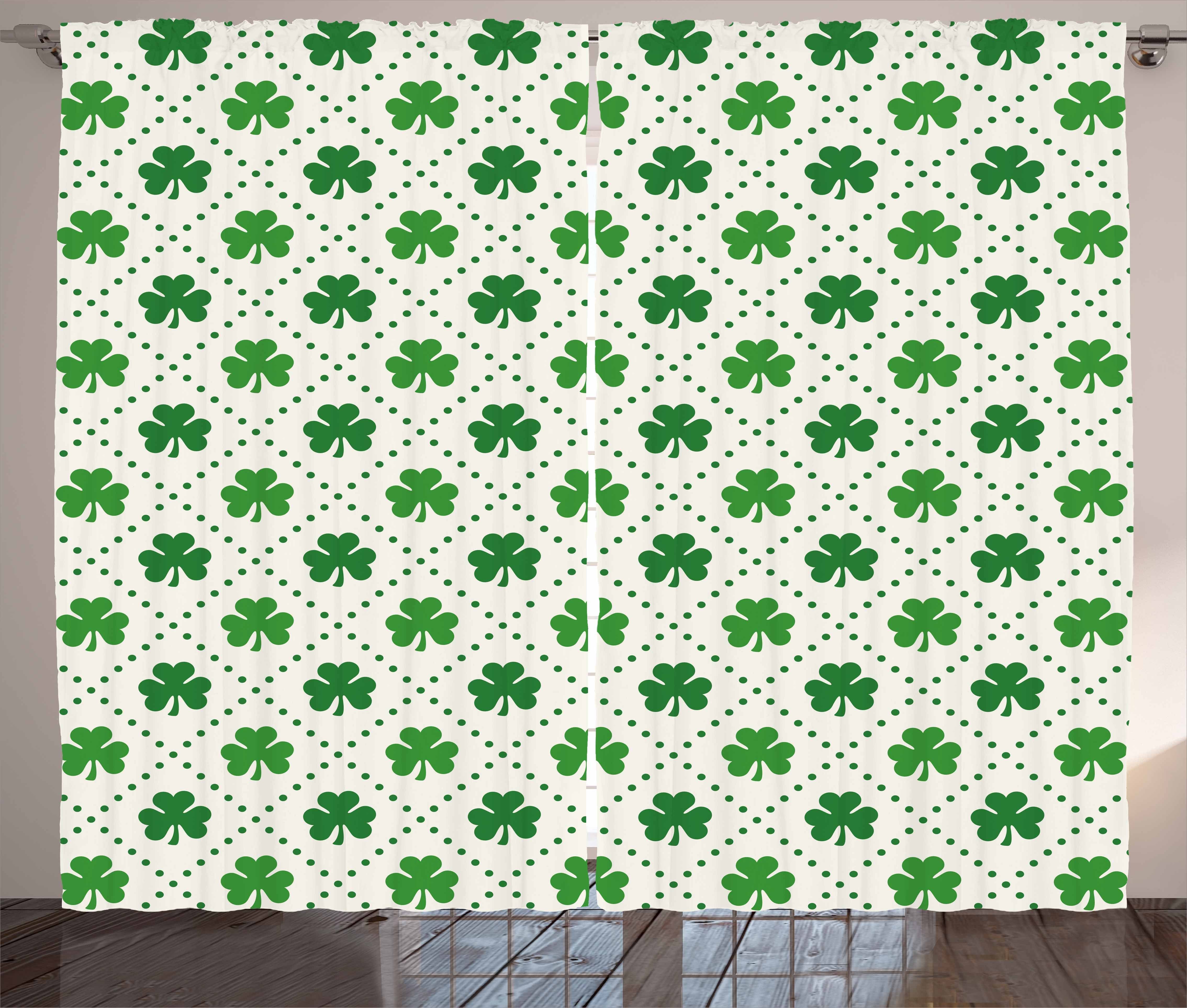 Gardine Schlafzimmer Kräuselband Vorhang mit Schlaufen und Haken, Abakuhaus, irisch 4 Leaf Shamrock Dots