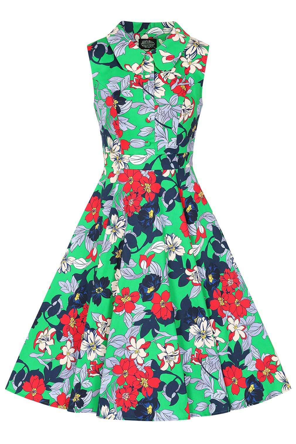 Hearts & Roses London A-Linien-Kleid Emerald Botanica Floral Vintage Retro günstig online kaufen