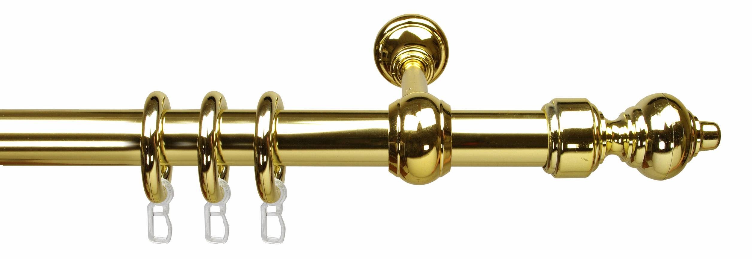 Gardinenstange Gold-Antik 120cm bis 400cm 1-läufig Ø 19mm Vorhangstange 