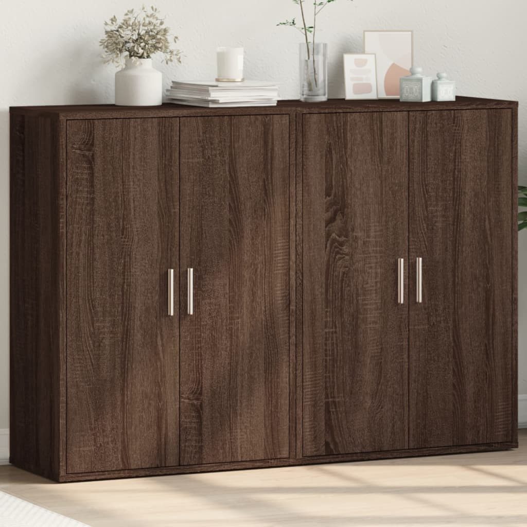 vidaXL Sideboard Sideboards 2 Stk. Braun Eichen-Optik 60x31x84 cm Holzwerkstoff (1 St)