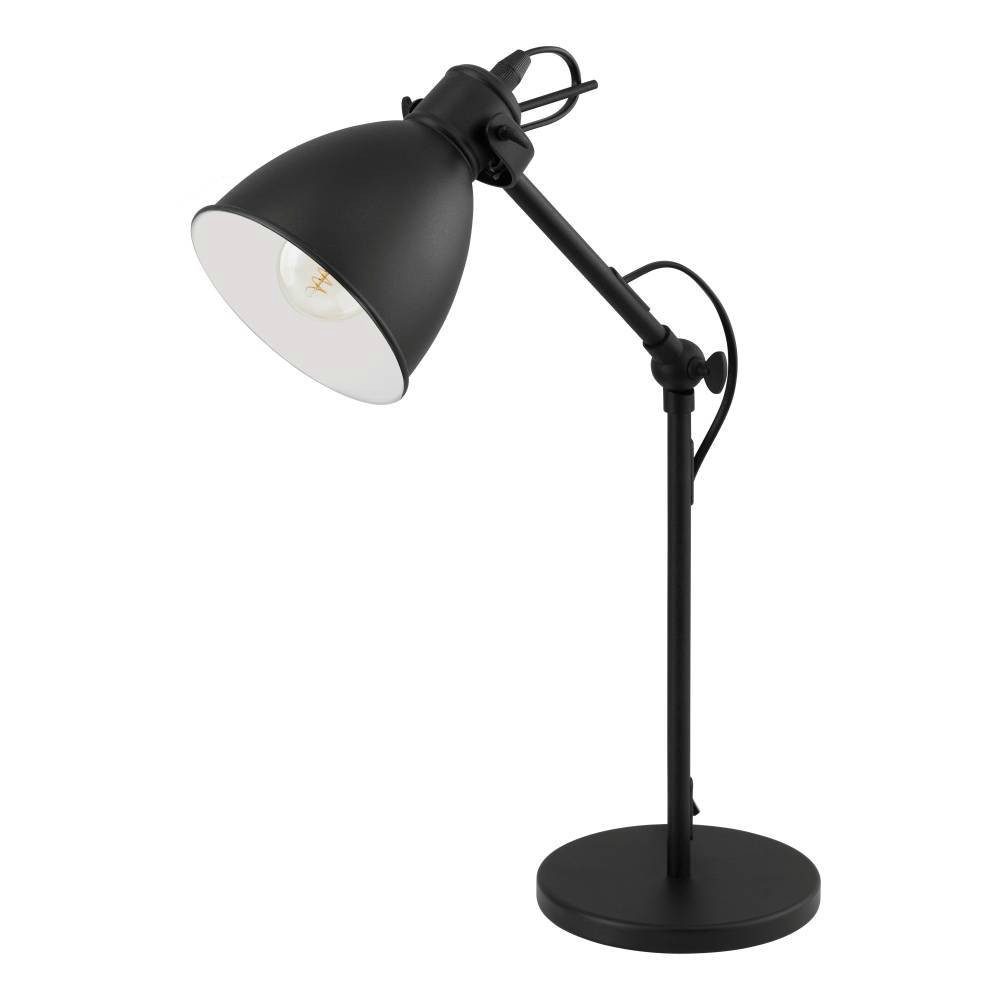 EGLO Tischleuchte PRIDDY Tischlampe, Nachttischlampe, Stahl, schwarz, E27, Industrial, ohne Leuchtmittel, Wohnzimmerlampe, Esszimmer, 1 flammig, Retro, Vintage, 42,5x15,5cm