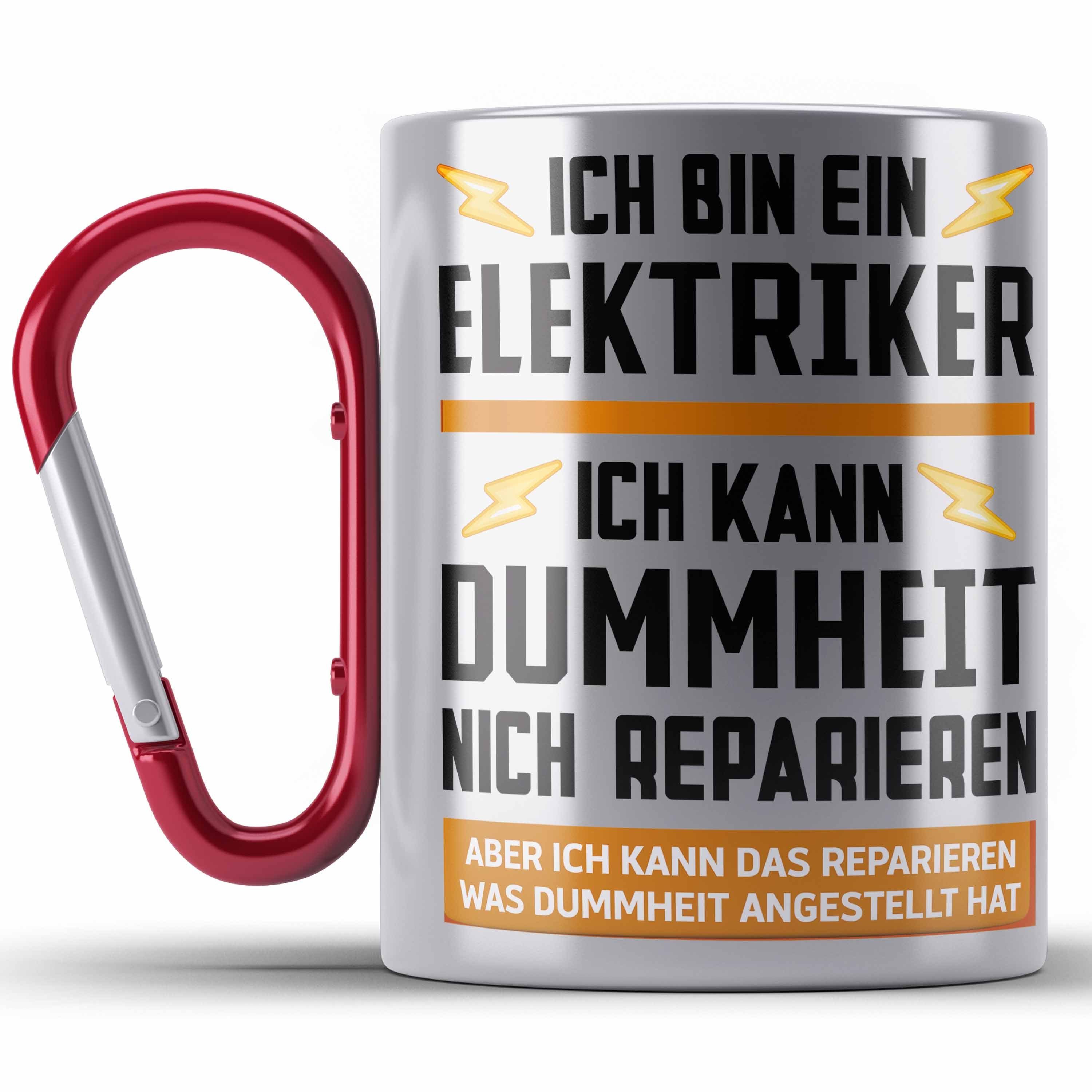 Trendation Thermotasse Elektriker Geschenke für Männer Edelstahl Tasse Geschenk Elektriker El Rot