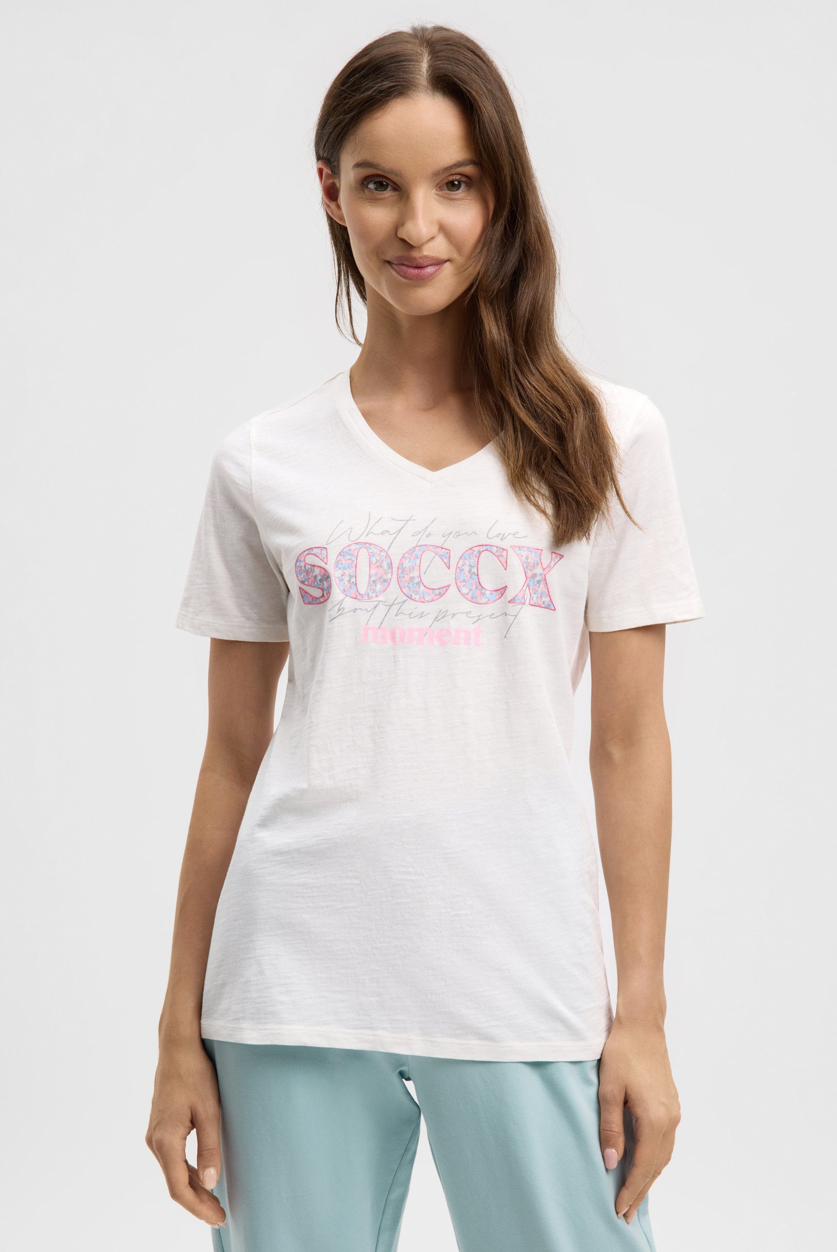 SOCCX V-Shirt aus Baumwolle günstig online kaufen