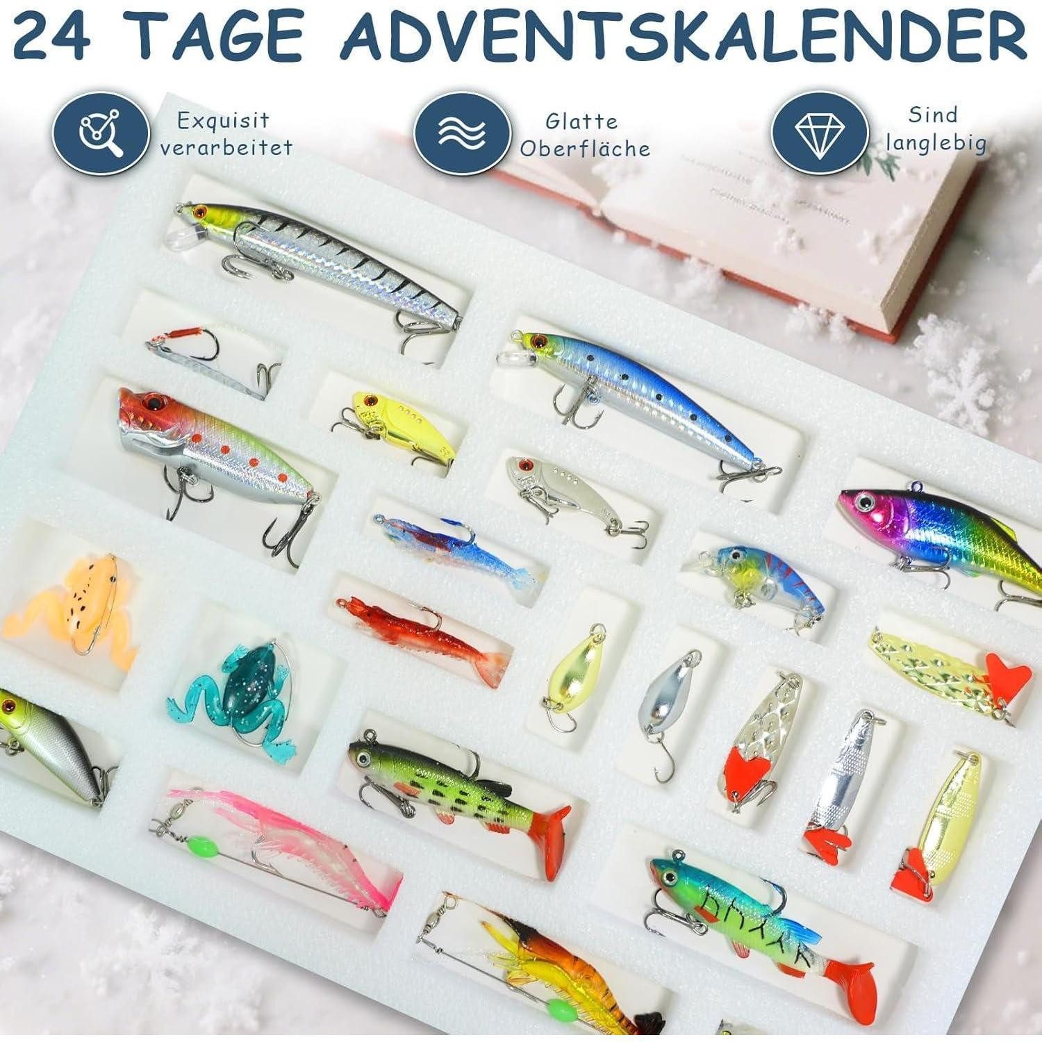 LuxusKollektion befüllbarer Adventskalender Angel Adventskalender 2026 Köder Set 24 Tage Countdown Männer Geschenk – Bild 3 von 5