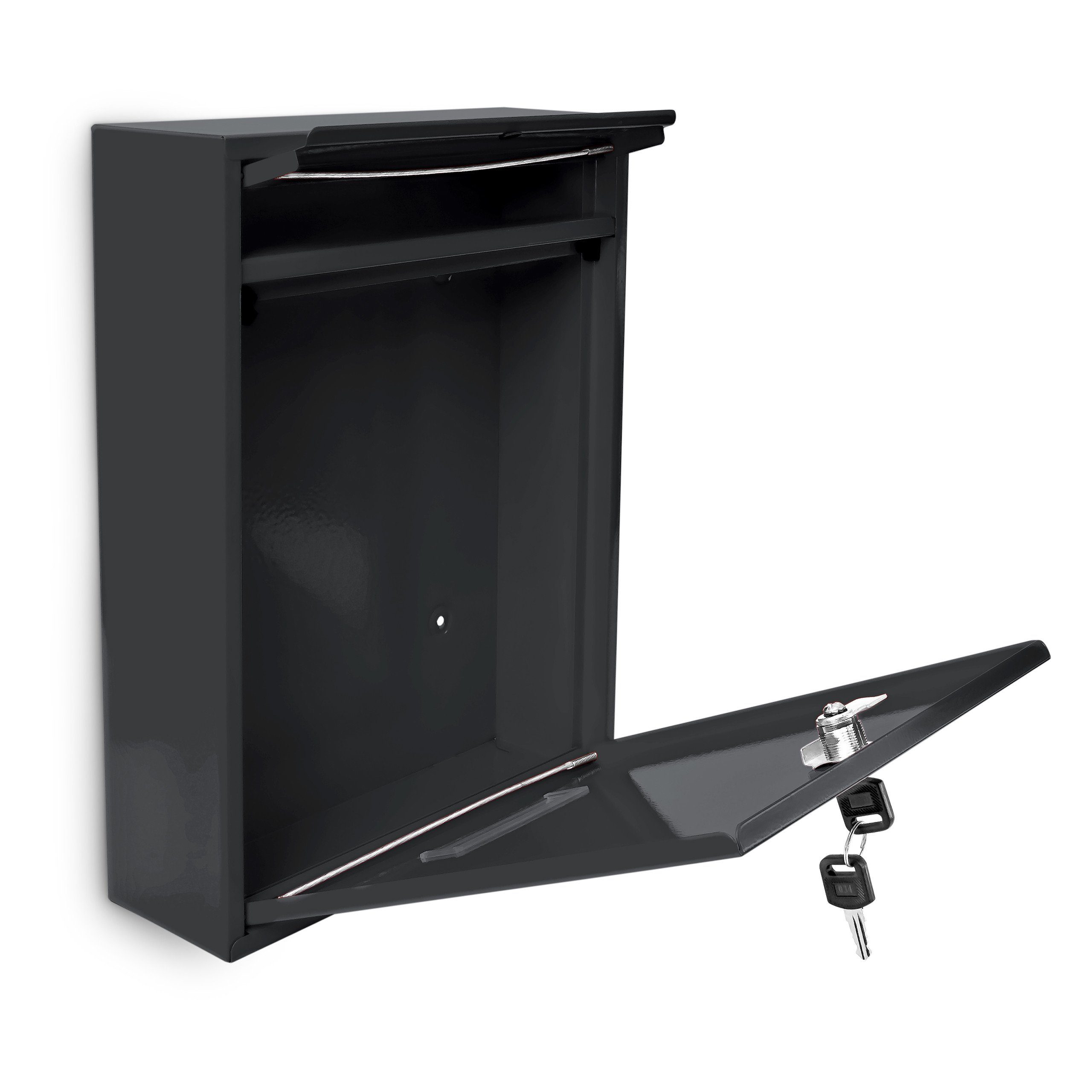Schwarz Silber Design Aufbewahrungsbox Briefkasten relaxdays 35 Farbauswahl, cm Schwarz