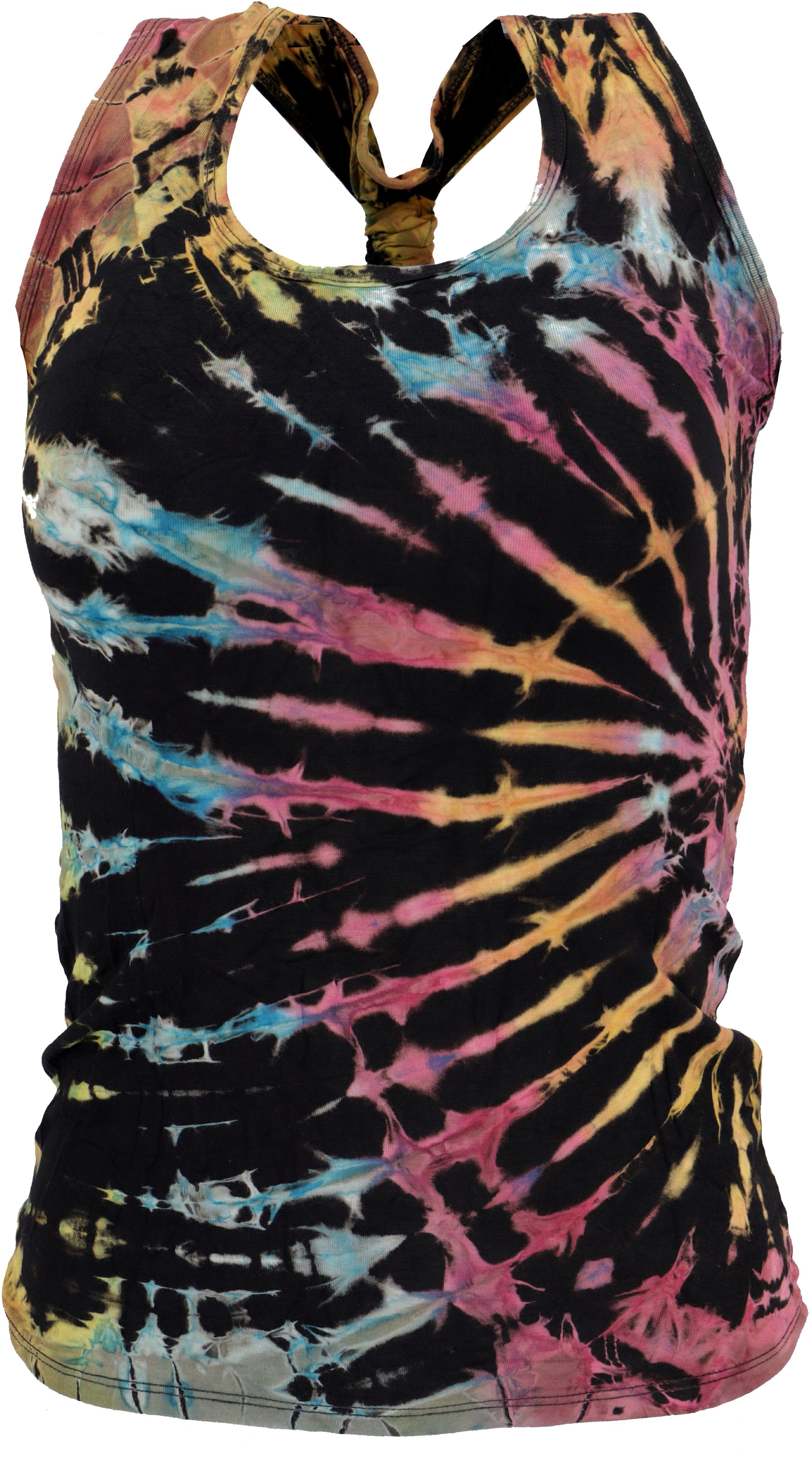 Guru-Shop T-Shirt Batik Hippie Top, Unikat Tank Top - schwarz Festival, Ethno Style, Hippie, alternative Bekleidung