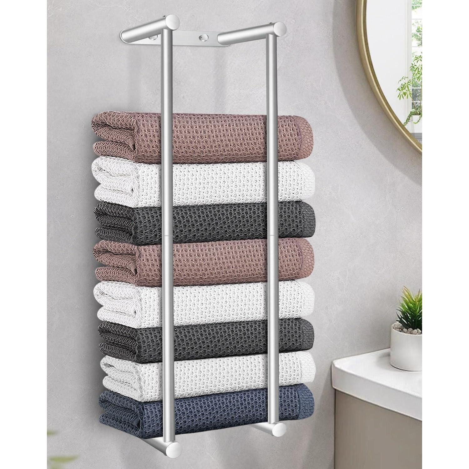 LuxusKollektion Handtuchregal Handtuchhalter Wand 75cm Edelstahl Handtuchregal Badezimmer Silber