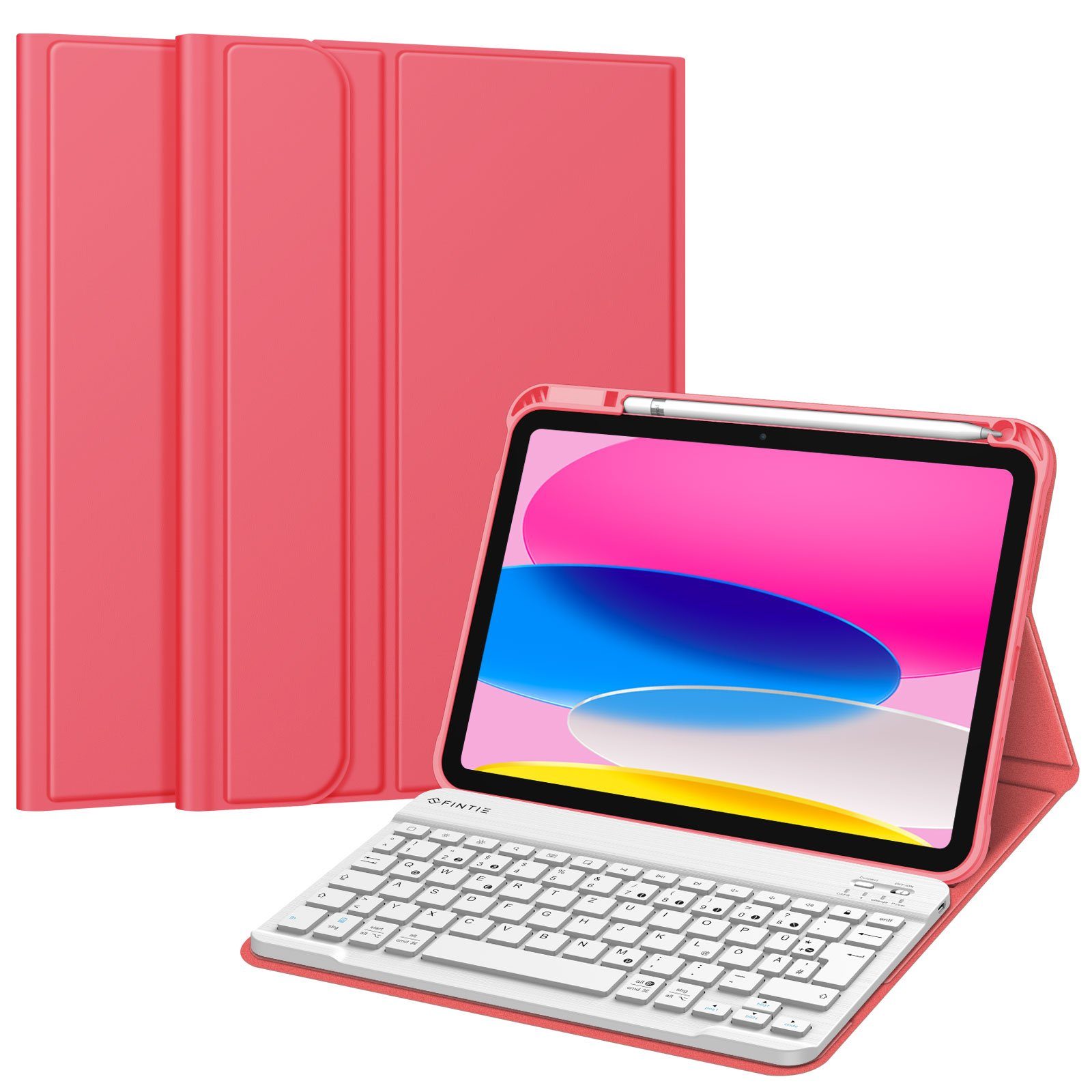 Fintie für iPad 11. Generation 11" 2025(A16), iPad 10. Generation 2022 10.9" Apple-Tastatur (Case mit Pencil Halter, magnetisch Abnehmbarer Tastatur(QWERTZ Layout)