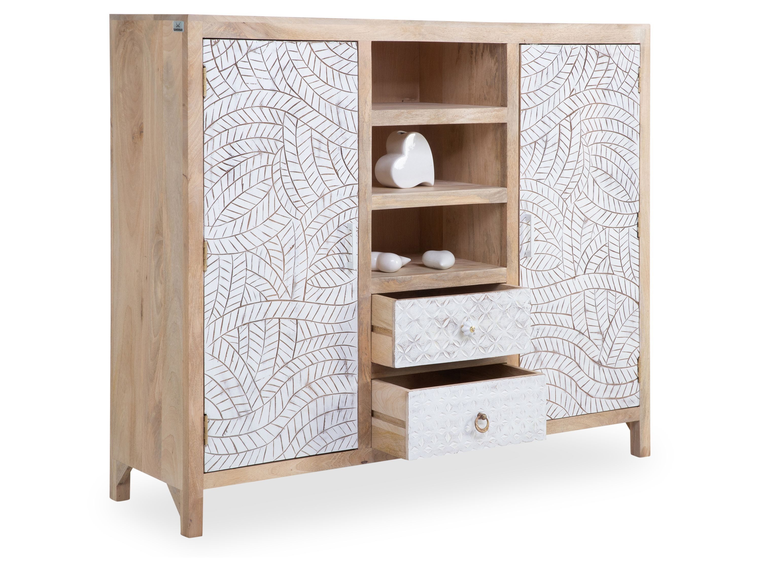SANSIBAR LIVING Highboard Highboard SANSIBAR AMRUM BHT 140x120x40 cm braun Hochkommode