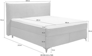 ED EXCITING DESIGN Boxspringbett Seattle, harte Seite mit Kokosmatte, weiche Seite mit Filzabdeckung