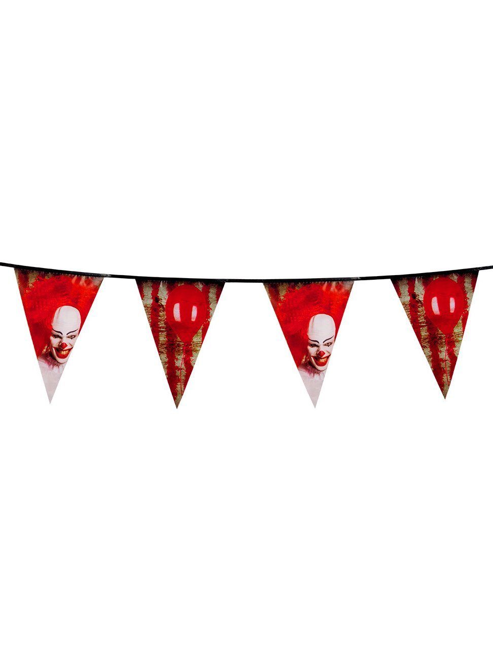 Boland Dekofigur Horrorclown Girlande - Wimpelkette Halloween Deko, Wenn 'ES' auch eingeladen ist: Deko für Halloween- und Mottopartys!