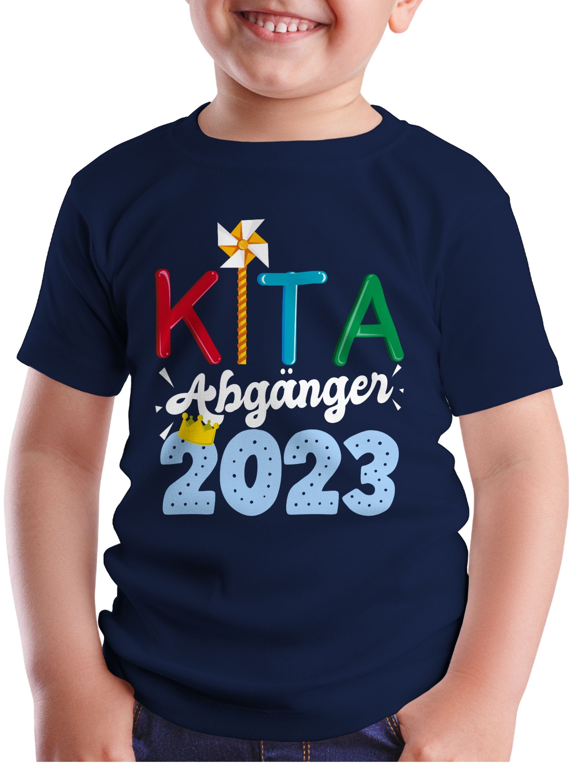 Shirtracer T-Shirt Geschenke Kita Blau Abgänger Schulanfang Junge Einschulung 2023 I Navy 1