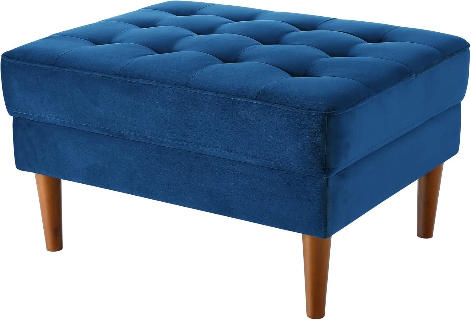 OUNUO Fußstütze Tufted Velvet Foot Stool, Fußstütze für Sofa, blau