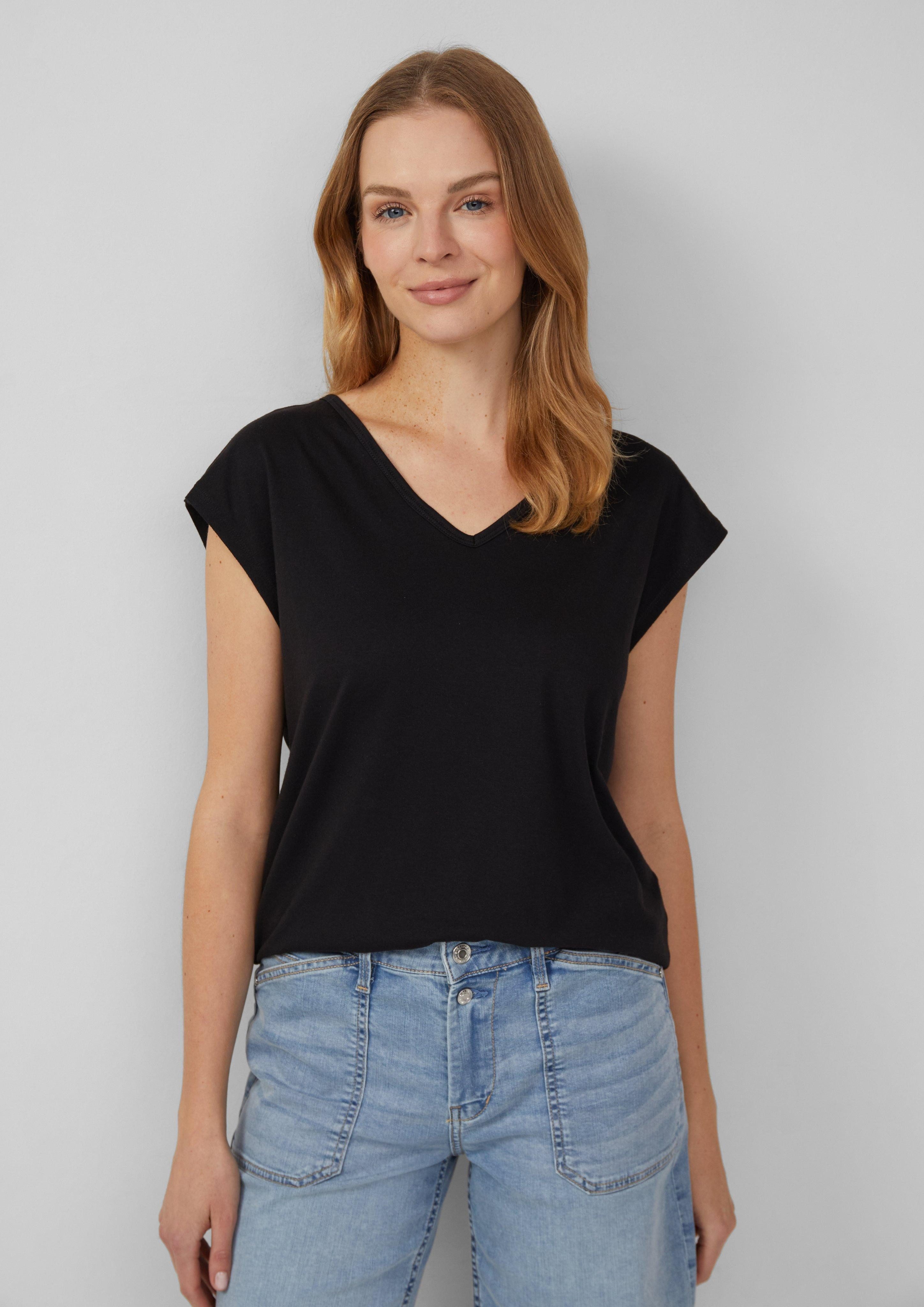 s.Oliver Shirttop T-Shirt mit V-Ausschnitt und günstig online kaufen