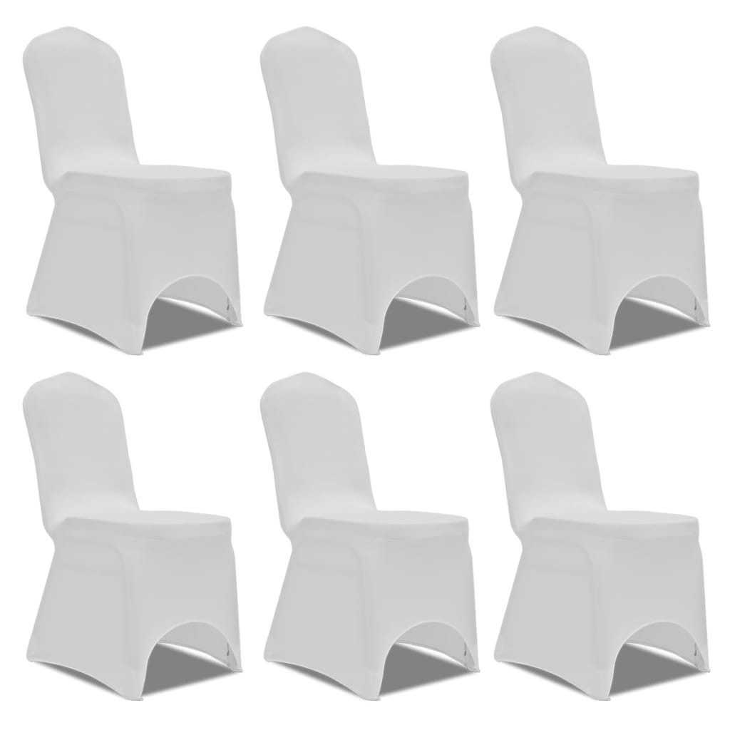 vidaXL Hussen-Set 6 x Stuhlhusse Stretchhusse weiß