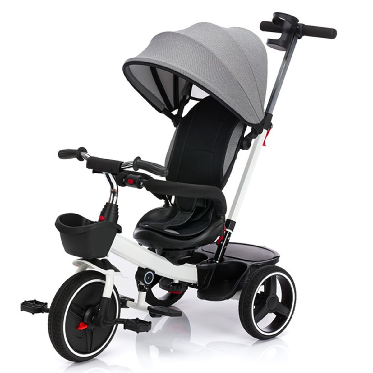 Dreirad-Kinderwagen Niki 360 - Weiß Grau
