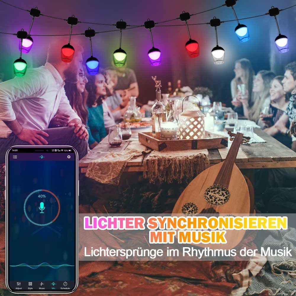 Sunicol Lichterkette 10/20M, wasserdicht, Bluetooth RGB, mit App, Musik, Timer Synchronisation