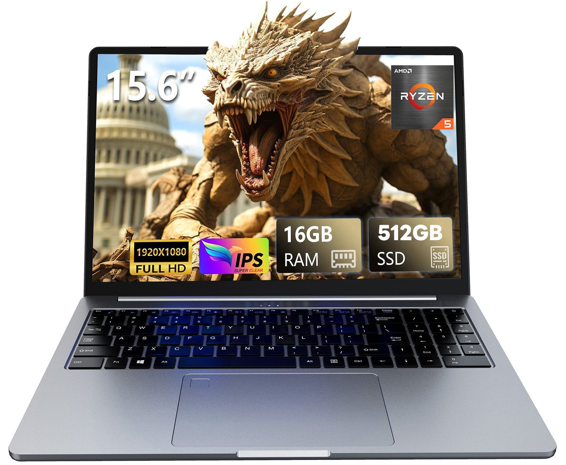 Ninkear Laptop AMD Ryzen 5 5500U(bis zu 4,3 GHz),16GB RAM + 1TB/512GB SSD Business-Notebook (39,62 cm/15.6 Zoll, AMD AMD Ryzen 5 5500U AMD Ryzen 5 5500U, AMD Radeon Graphics 1800 MHz, 16 GB, 512 GB SSD, Win 11,WiFi 6 HDMI BT5.2,QWERTY Tastatur)