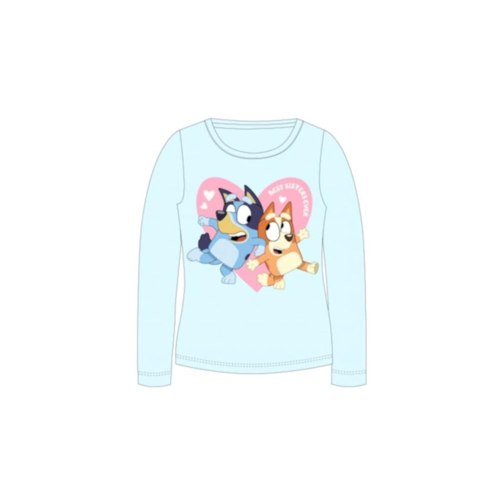 Bluey T-Shirt Langarm-Shirt für Mädchen, Bluey, Blau oder Rosa, Gr. 92-116