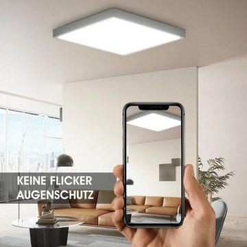 LETGOSPT Deckenleuchte LED Deckenleuchte Flat, 24W 6000K, 2400lm, IP44 LED Deckenlampe, LED fest integriert, ‎Kaltweiß, Ultraflache LED Deckenlampe, für Badezimmer, Flur, Küche, Schlafzimmer