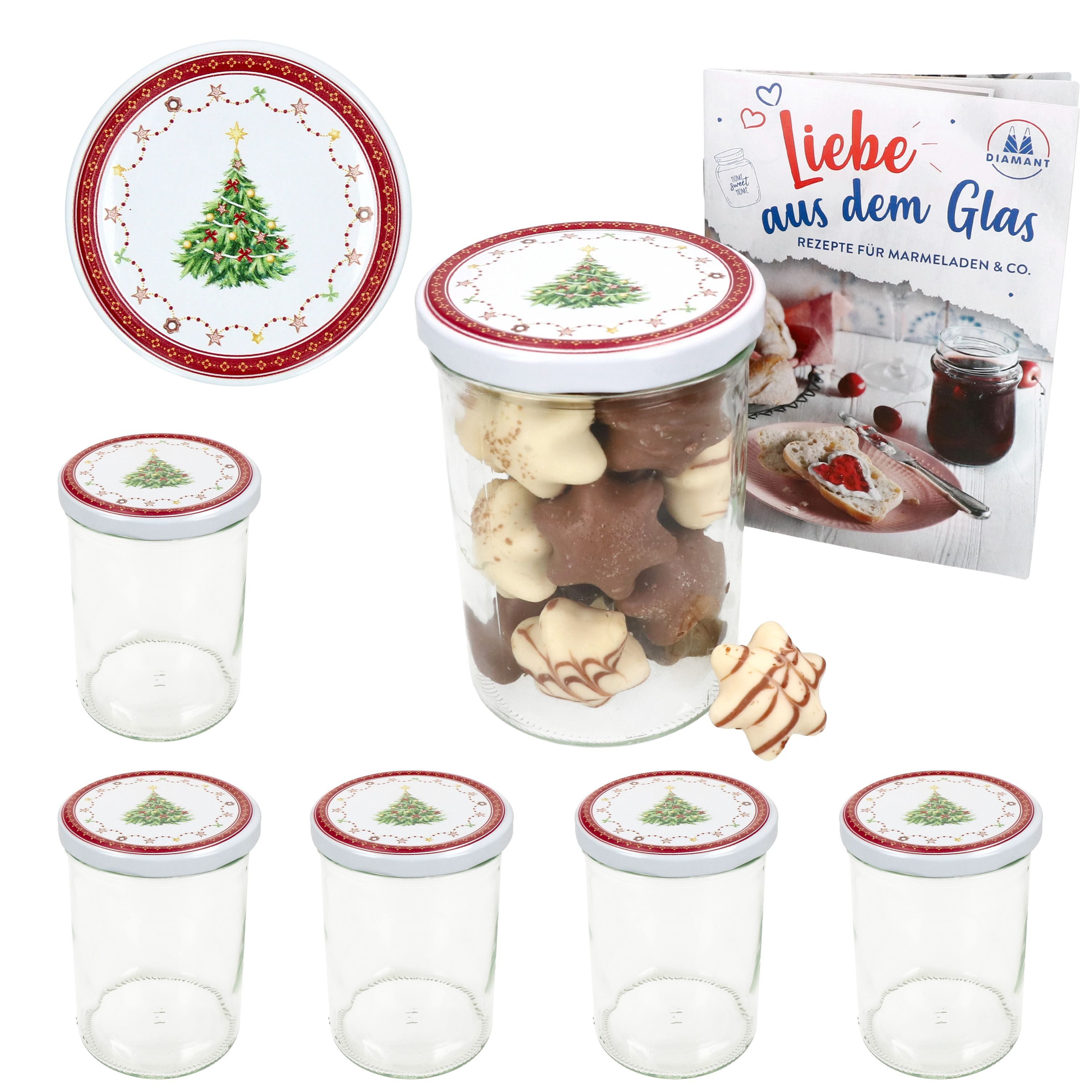 MamboCat Einmachglas 6er Set Sturzglas 435ml Einmachglas + TO-Deckel 82 Weihnachtstraum, Glas